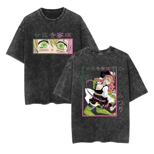 Satdflie Anime Demon Slayer T-Shirt Adulte Hommes Femmes Cosplay Costume Manga Personnages Imprimer Chemise Été Loose Roundneck T-Shirt Cadeau pour Les Fans Noël, Style / 8, S