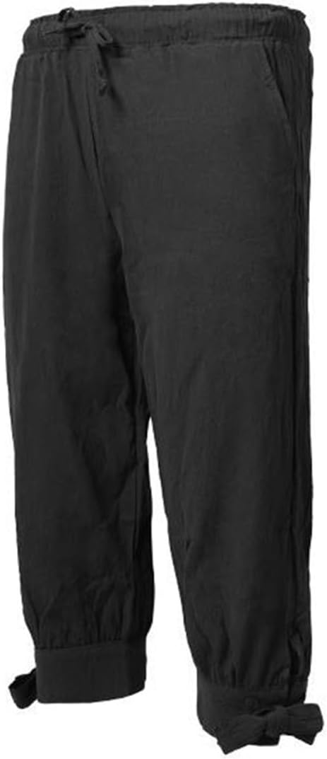 Mens Pirate Pants Medieval Gothic Knee Length Trousers Cotton Linen Shorts Halloween Costume