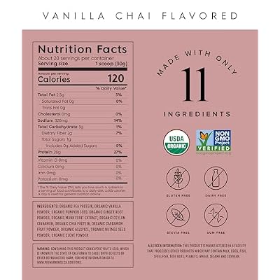 Truvani Vegan Pea Protein Powder | Vanilla Chai | 20g Organic Plant Based Protein | 20 Servings | Keto | Gluten & Dairy Free | Low Carb | No Added Sugar