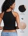 ZeroBound Built in Bra Tank Tops for Women - High Neck Racerback Tank Tops, Casual Basic Ribbed Going Out Top Sleeveless Garment Black M