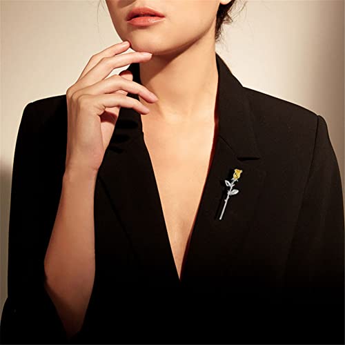 Image of Rose Flower Brooch Lapel Pins Wedding Party Badge Dress Hat Bag Suit Accessories Mother's Day Valentine Jewelry for Women Gifts