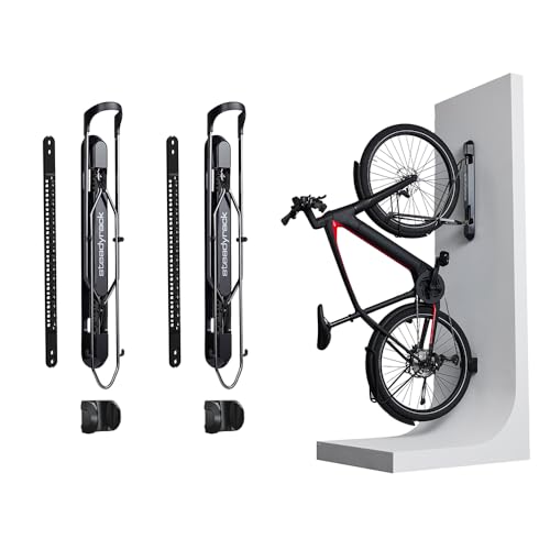 Steadyrack ProFlex Wide Fahrrad Wandhalterung - Vertikale Fahrradhalterung klappbar für E-Bikes MTB Gravelbikes & mehr - Platzsparende Aufbewahrung für Garage Keller & Zuhause - 2er Packung