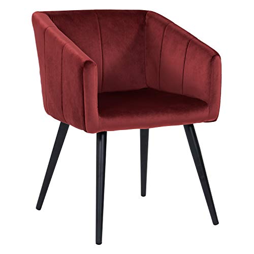 DUHOME Chaise Salle à Manger en Tissu (Velours) sélection de Couleur Design Retro Fauteuil avec Pieds en Metal 8065, Couleur:Rouge, matière:Velours
