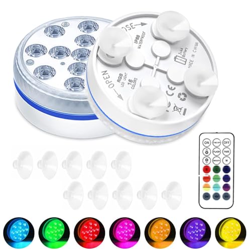 yotutun Lumière LED Submersible, Eclairage Piscine LED avec Télécommande RF et Ventouse Étanche...