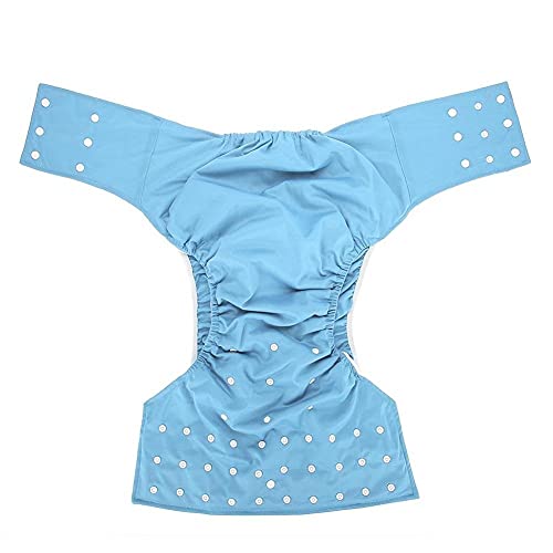 ZJchao Adult Cloth Diaper, Reusable Adult Diaper Washable Adult Pocket Nappy Cover Adjustable Diaper Cloth Breathable Leakproof Incontinence Diaper Pants for Men or Women (Sky Blue)