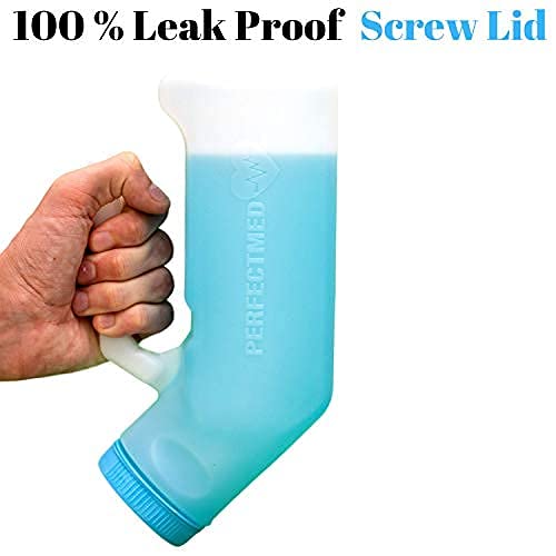 Innovative Designworks TOMPOL-2112581513-5 Urinals For Men Spill Proof By Perfectmed (2 Pack) - 32 Oz/ 1000 Ml | Portable Urine Bottle Bed Pan W/Glow In Dark Lid | Thick Plastic Pee Urinal Bottle thumb #1
