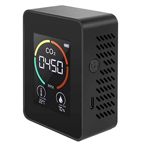 KJKVIVH Temperature & Humidity Meter, Air Quality Monitor, CO2 Detector, 3-in-1 Digital Air Pollution Carbon Dioxide Detector B