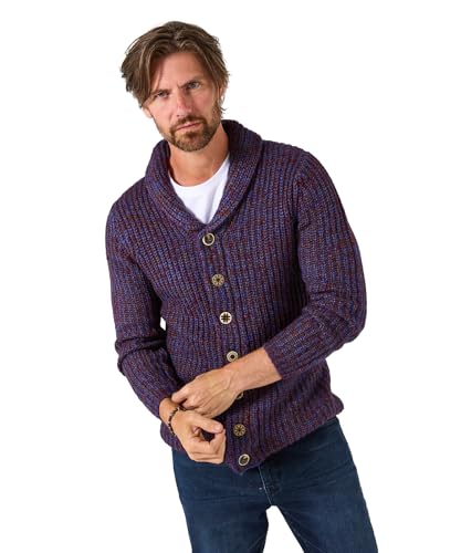 Joe Browns Men's Stylish Reel Shawl Cardigan, Regular, Purple, UK S
