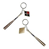 Anhänger 9 cm lang Suicide Squad Harley Quinn Baseballschläger Schlüsselanhänger Gold Metall 13cm