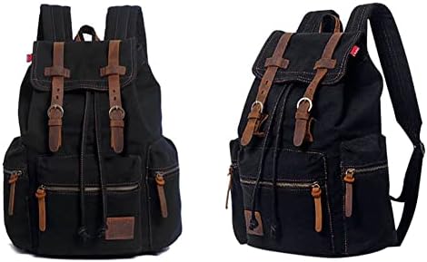 Canvas Backpack Unisex Vintage Casual Rucksack 17 inch Laptop Daypacks Schoolbag College Student Bookbag Hiking Camping Travel Bag