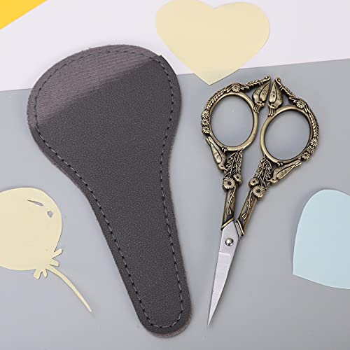 Hitopty Precision Embroidery Scissors – 4.6In Vintage Classic Straight Pointed Shears, Sharp Stainless Steel Small Detail Thread Snips For Needle Craft, Sewing, Decoupage, Yarn, Fabric – With Pouch #TOP3