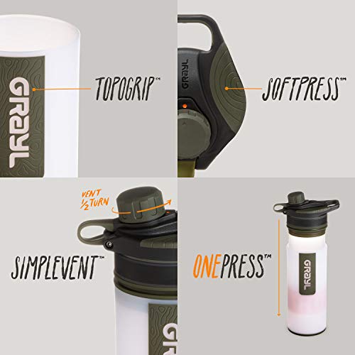GRAYL GeoPress 24 oz Water Purifier Bottle - Filter for Hiking, Camping, Survival, and Travel - Thumbnail 4