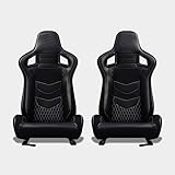 M MODAUTO Asiento Deportivo Coche, Semibaquet Ajustable, de Alcantara y Carbono, con Ríeles incluidos, Conductor y Pasajero, Universal para Coche y Simulador de Conducción, Modelo N725LR
