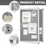 Geetery 36 x 24 Inch Enclosed Bulletin Board with Locking Door Fabric Cork Outdoor Bulletin Board Lockable Display Case, Tamperproof Aluminium Frame Noticeboard Wall-Mounted for School, Office (Gray) - Image 3