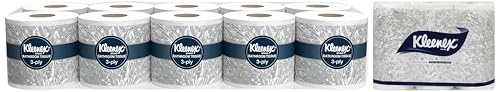 Image of Kleenex 2 ply Toilet Paper Tissue Roll, 6 Rolls, 160 Pulls /Roll (Total 960 Sheets) (60047) and Kleenex 3 ply Toilet Paper Tissue Roll, 10 Rolls, 240 Pulls /Roll (Total 2,400 Sheets) (82026)