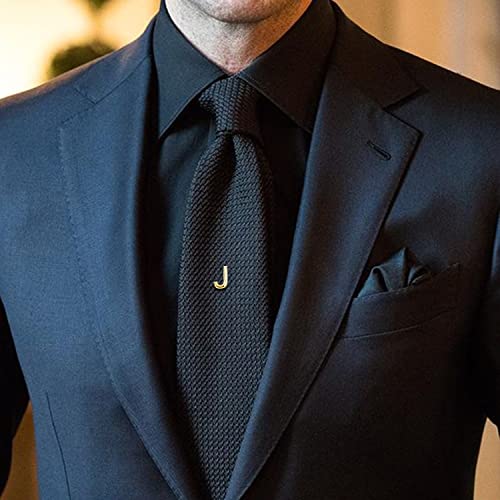 AMITER Men Tie Tack Initial Gold/Silver Tie Pin with Chain Clips for Necktie, Bow Tie & Hat4