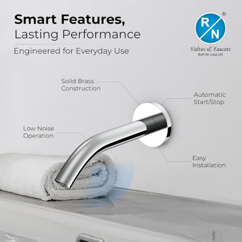 Image of RN Automatic Touchless Sensor Faucet for Wash Basin, Motion Sensor Bathroom Sink Tap, Hands-Free Smart Faucet with Chrome Finish, Water Saving Kitchen & Bath Fixture (Swan Neck.4)