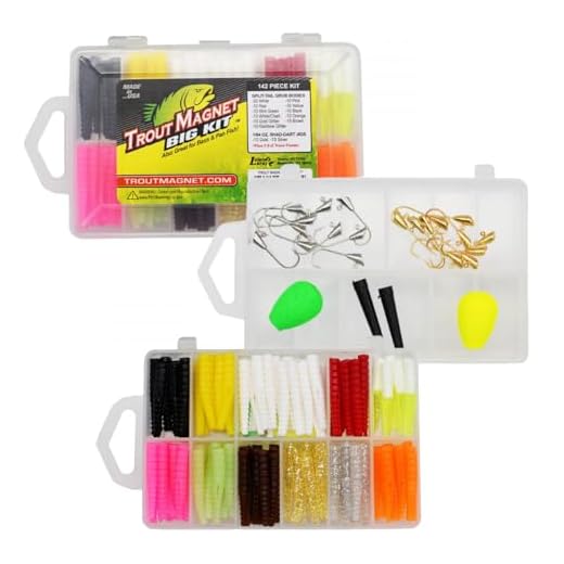 Trout Magnet Original 152-Piece Kit - 120 Split-Tail Grub Bodies and 30 Shad-Dart Jigs