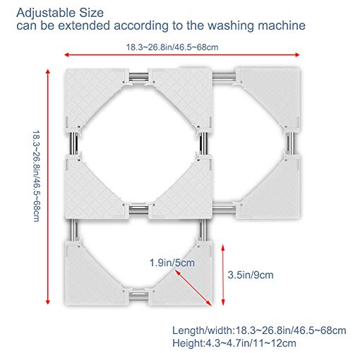 Washing Machine Stand sanyi Multi-functional Movable Adjustable Base Mobile Roller with 4×2 Locking Rubber Swivel Wheels and 4 Strong Feet for Washing Machine, Dryer and Refrigerator