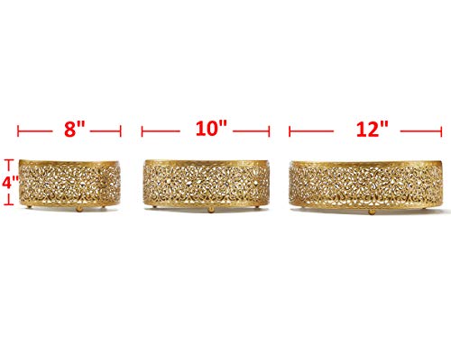 Hotity 3 Sets Cake Stands Round Cake Stand Set Metal Display Cupcake Stands For Dessert, Gold #TOP2