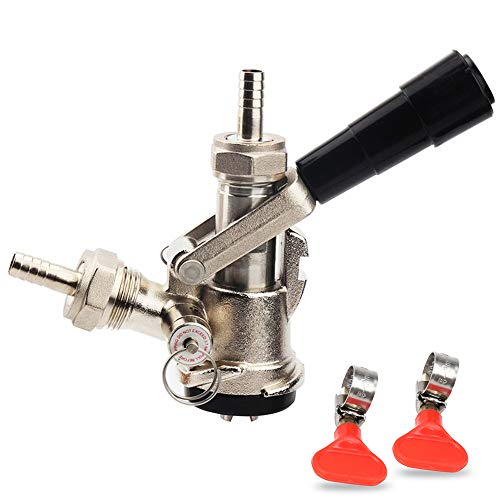 OneBom Keg Coupler, European Style Draft Beer Dispenser with Black Lever, Stainless Steel