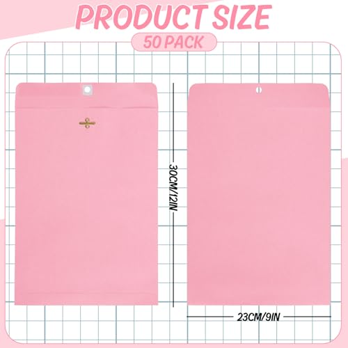 Whaline Envelopes com fecho rosa claro, 50 peças, 24 x 30,5 cm, catálogo, cartas, envelopes fofos, c