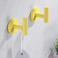SEABEFORE Towel Hooks for Bathrooms,Yellow Wall Mount Hooks SUS 304 Stainless Steel Coat Hook Robe Hook Towel Hook 2 Count for Kitchen,Bedroom (Drilling),96006-8YL