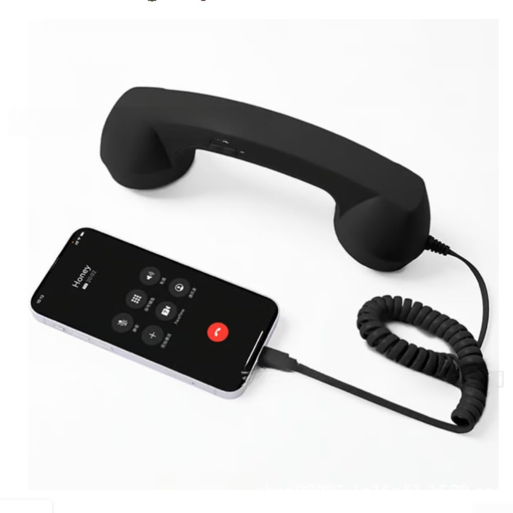Auricular Retro Teléfono, Receptor con Cable Tipo C, Altavoz de Alta Fidelidad, Agarre Ergonómico, Material ABS, para Smartphones Tablets, Videoconferencias Llamadas — view 7