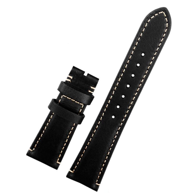 Bracelet de montre 22mm vintage rétro cuir italien marron noir à boucle papillon ZH1YFD