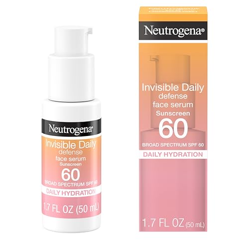 Best Sunscreen for Seniors (2026): SPF Protection Reviewed for Aging Skin 20 Neutrogena Invisible Daily Defense Broad Spectrum SPF 60, Antioxidants for Skin Glow, Hydrating Face Sunscreen Serum, Water Resistant (80 minutes), Oil-Free, Fragrance Free, Non Comedogenic, 1.7 Fl Oz