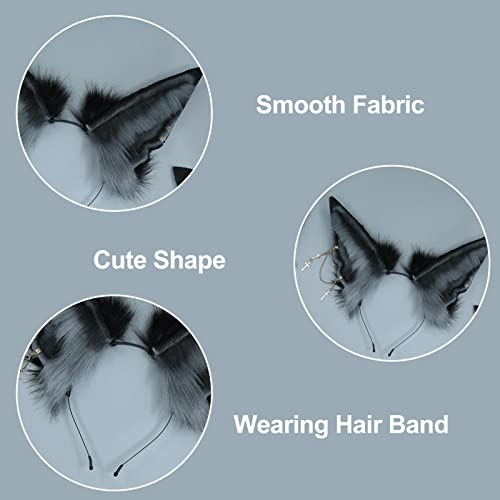 Tiara com orelhas de pele,Fantasia de Halloween de pele sintética Cosplay | Traje de Halloween de lo