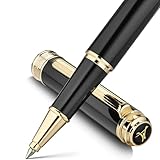 MCNTEIK 317 Rollerball - Stunning Luxury Black Lacquer Pen with 24K Gold Finish, Schmidt Black Ink Refill, Best Gift Set for Men & Women, Executive Office, Christmas, Nice Classic Pens-Black