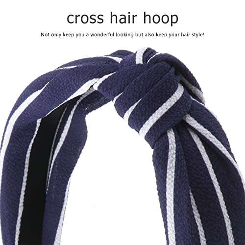 Frcolor 3Pcs Women Hair Hoop Wide Stripes Cloth Cross Knot Hairband Headband Hair Accessories #TOP2