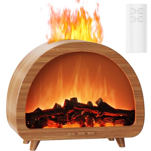 Diffuserlove Fireplace Essential Oil Diffuser Flame Aromatherapy Scent Diffuser Oil Machine Cool Mist Humidifier Colorful Fake Fire Difusor Air Diffusers for Home Room Desk Bedroom