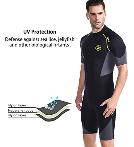 Wetsuit Shorty For Men 1.5Mm Neoprene Back Zip Wetsuit Spring For Diving Surfing Snorkeling Swimmingm201Bg-L #TOP5