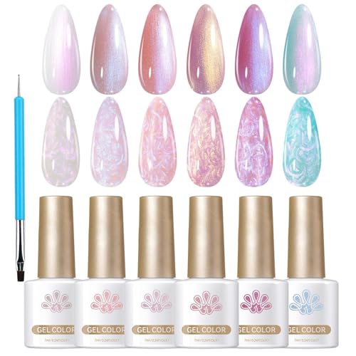 Gel Polish, Nail Polish, 6-Color Long-Lasting Chip-Resistant Glitter Manicure Set for Women Daily Wear Special Occasions or Crea