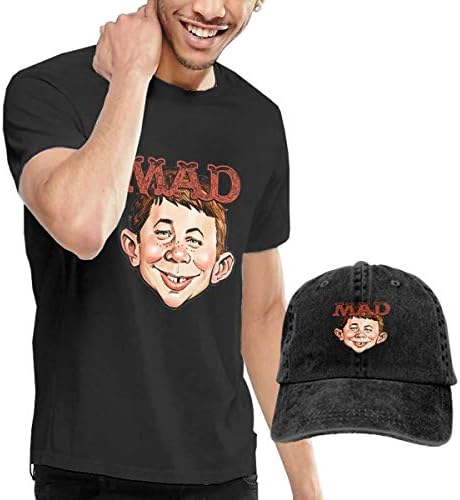 Men's Black Short Sleeve Shirts, Funny Magazine Absolutely MAD Casual T Shirt - Dad Baseball Cap