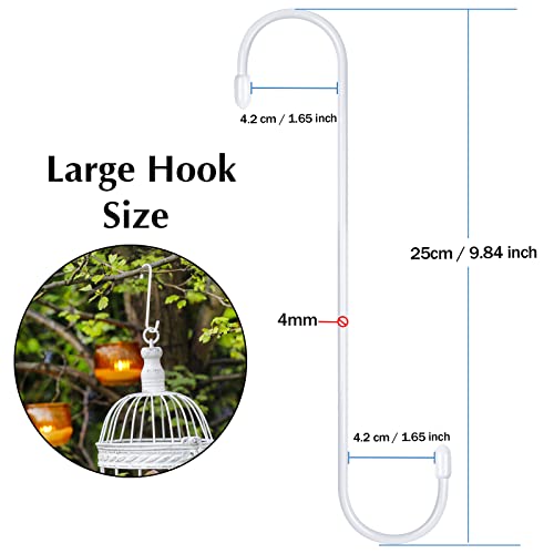 JatilEr 6 Stück 25 cm S Haken Groß Extra lange, Weiß Metallhaken Haken für Blumenampel S-Form Hängende Korbhaken Heavy Duty Pflanzenhaken für Pflanze, Vogelhaus, Vogelfutterspender, Laternen, Schrank