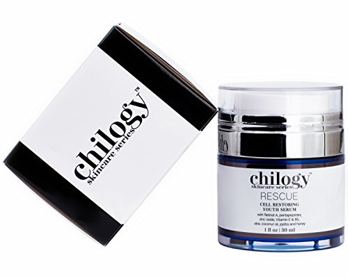 RESCUE Retinol Serum by Chilogy, Anti Aging Face, Neck, and Eye Cream with Retinol, Hyaluronic Acid and Vitamin E Skin Care for Men and Women 1 ounce