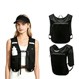Northvast 2Pcs Running Vest Set, Hydration Running Vest with Phone Holder & Storage + Sport Sun Visor Hat, Adjustable Lightweight Breathable Running Backpack Vest for Running Cycling Hiking (Black)