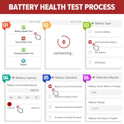 Comprobador de batería LAUNCH BST360 Bluetooth que soluciona fallos de arranque 5