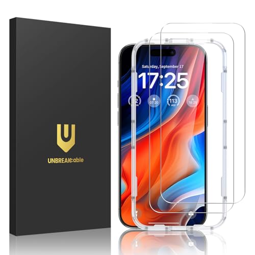 UNBREAKcable 2-Pack Screen Protector for iPhone 16 Pro Max Military-Grade Shatterproof Tempered Glass [9H+ Hardness] [Easy Installation Frame] [99.99% HD Clear] for Apple iPhone 16 Pro Max