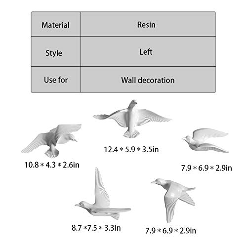 Mocohana® 5 Pack Seagull Wall Decor Resin Flying Bird Sculptures 3D Wall Art Ornament Coastal Decorations Hanging For Home Bathroom Living Room Garden #TOP4