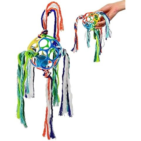 DogieLyn Dog Rope Toys with Squeaky Ball,Durable Bell Balls on Rope, 6 Colorful Strap Tug of War Dog Toy,Interactive Pet Indoor Outdoor Fetch Training Chew Toy for Small Medium Dogs Cover