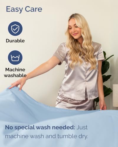 Image of Extra Deep Flex Top Split Head King Sheet Set - 6 Piece Breathable and Cooling Sheets - Hotel Luxury Bedding for Women, Men, Kids & Teens - Easy Secure Fit - Extra Deep Pockets - Sky Blue