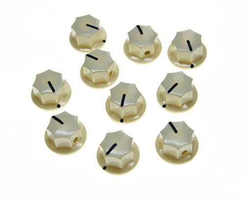 KAISH 10pcs Aged White Mini MXR Style Skirted AMP Knob Brass Insert Effect Pedal Knobs
