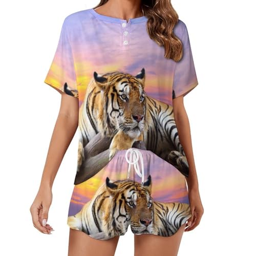 Pyjama pour femme manches courtes fluide vêtement de nuit été anti-transpiration