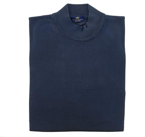 Cotton-Modal Blend Mock Neck Big Mens Navy Blue Sweater