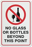 NCTBNS Notice Sign, No Glass Or Glass Bottles Beyond Marked Boundary Weatherproof Aluminum for Home Farm Bar Coffee Shop Club Public Venue Safety Regulation 8x12 Inch