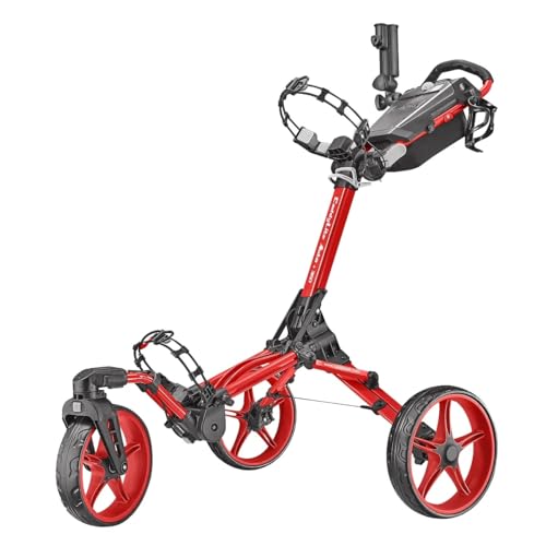 Caddytek CaddyLite Auto+360 Golf Push Cart - 4 Wheel Lightweight Foldable Golf Pushcart with Auto Folding, 360° Swivel Front Wheel, Aluminum Frame, EVA Wheels, Foot Brake, Umbrella & Drink Holder